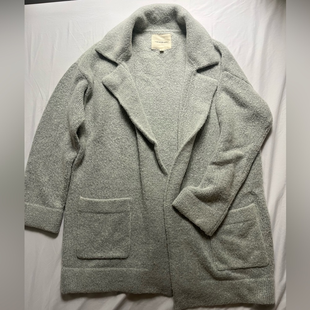 Thread & Supply Gray Knit Sweater Blazer Jacket size Small